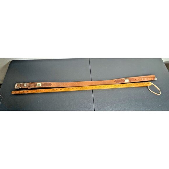 Tony Lama Leather Belt Silver‎ Hardware Mens 32 - Picture 5 of 5